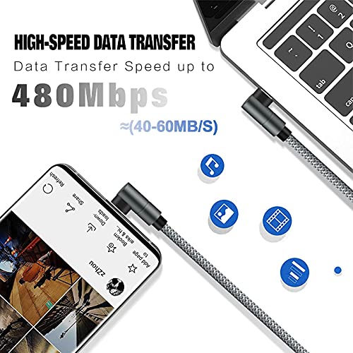 USB-C to Lightning Cable 10ft 90 Degree MFi Nylon Braided Cord - size: 10 FT