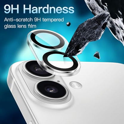 JETech Camera Lens Protector for iPhone 16/16 Plus, 3-Pack | 9H Tempered Glass, HD Clear, Anti-Scratch Protection, Night Shot Compatible, Case-Friendly - size: iPhone 16 / 16 Plus
