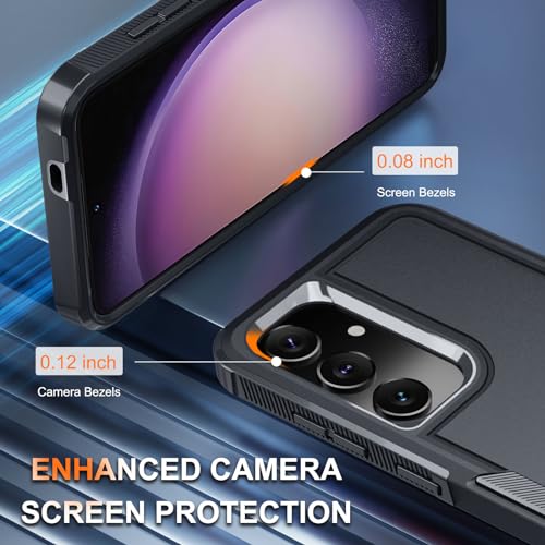 for Samsung Galaxy S24 FE Case, Full Body Heavy Duty Cover, Black Matte | Rugged Shockproof Protective Case,with Tempered Glass Screen Protector + Camera Lens Cover + Wrist Lanyard Strap - color: Black Matte