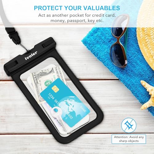 ivoler 2-Pack Waterproof Fanny Pack & Phone Pouch, Dry Bag for Passport, Phone & Wallet, Floating Waterproof Phone Case for Beach, Swimming, Kayaking, Boating, Cruise Essentials & Travel, Black - color: Black