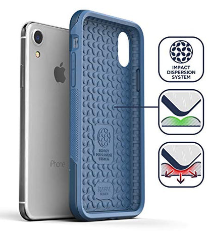 ENCASED iPhone XR Heavy Duty Protective Case [Military Grade] Full-Body Rugged Impact Protection (Rebel Blue) - color: Blue
