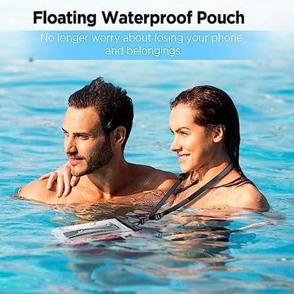 CACOE Floatable Waterproof Phone Pouch 2 Pack Up to 7.0",Black+Black-1 | Floatable, IPX8 Waterproof Phone Case,Adjustable Lanyard,Dry Bags for Beach/Cruise/Travel/Camping/Kayak/Vacation Essentials - color: Black+Black-#2