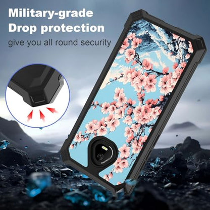 for Schok Volt Sv67q Sv67332 Case with Screen Protector, Military Grade Drop Protection, Dual Layer Hybrid Shockproof Protection TPU Phone Case for Schok Volt Sv67q, Peach Blossoms - color: Peach Blossoms