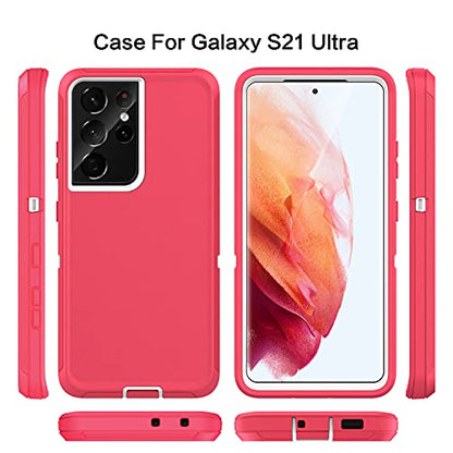 MXX Case Compatible with Galaxy S21 Ultra Case, 3-Layer Super Full Heavy Duty Body Bumper Cover/Shock Protection/Dust Proof, Designed for Samsung Galaxy S21 Ultra 5G 6.8 Inch 2021 (Pink/White) - color: Pink/White