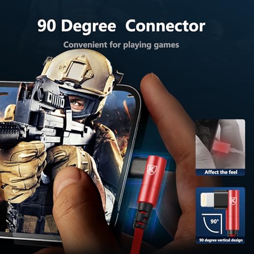 10ft iPhone Charger Cable 90 Degree Charging Cable [Apple MFi Certified] - color: Red, size: 10FT, style: USB A to Lightning