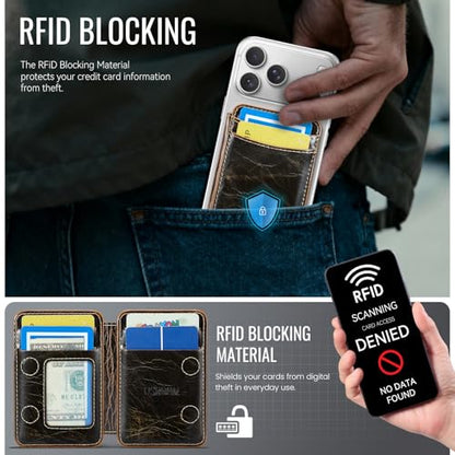 for Magsafe Wallet Magnetic RFID Blocking Card Holders, Coffee - color: Luxury Coffee