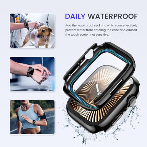 Goton Privacy Waterproof Case for Apple Watch Series 11/10 42mm - color: Glossy Black, size: 42 mm