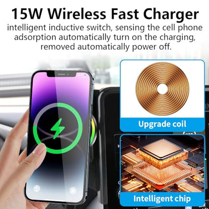 Car Magnetic Phone Mount for Honda CRV CR-V 2023-2026 and Honda HRV HR-V 2023-2027 [7/9 inch Touch Screen]Auto Interior Accessories Best Cellphone Holder Fast 15W Wireless Charger Cell Phones Stand