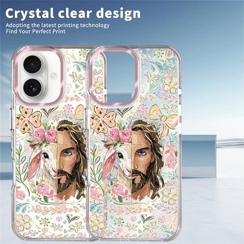 VisEnt Clear Case for iPhone 16, Magnetic Phone Case, Transparent Slim Cover, Military Grade Protection, Shockproof, Anti-Yellowing, Scratch Resistant, Christian Jesus Lamb - color: Christian Jesus Lamb, size: Iphone 16