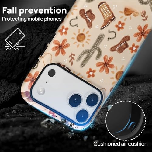 ZHEGAILIAN Case Compatible with iPhone 17 Pro Max,Hybrid 2-Layer Hard Shell for Girl Boy Women Men,Denim Boots Cactus - color: Denim boots cactus, size: iPhone 17 Pro Max