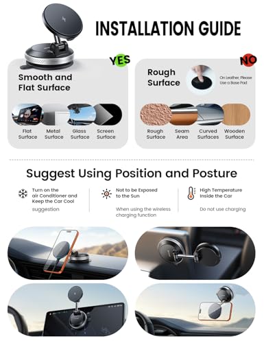 Lamicall 15W for MagSafe Car Mount Charger, 360° Wireless Car Phone Holder - size: New Upgraded - 63mm