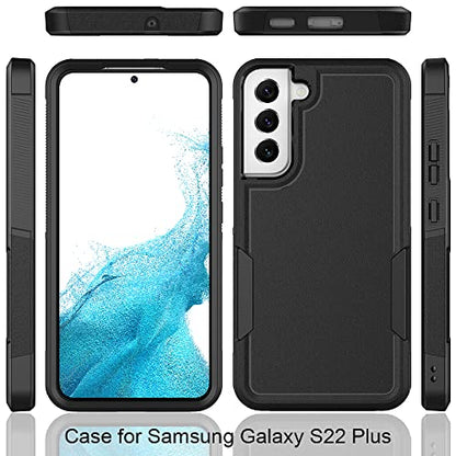 for Samsung Galaxy S22 Plus Case: Dual Layer Protective Heavy Duty Cell Phone Cover Shockproof Rugged with Screen Protector - Military Protection Bumper Tough - Samsung Galaxy S22+ Plus 2022, Black - color: Black (PC) + Black (TPU)