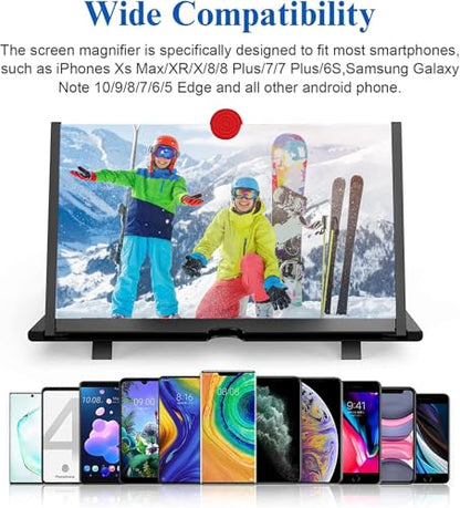 12 inch 3D HD Magnifying Screen Magnifier for Cell Phone - color: Red-12
