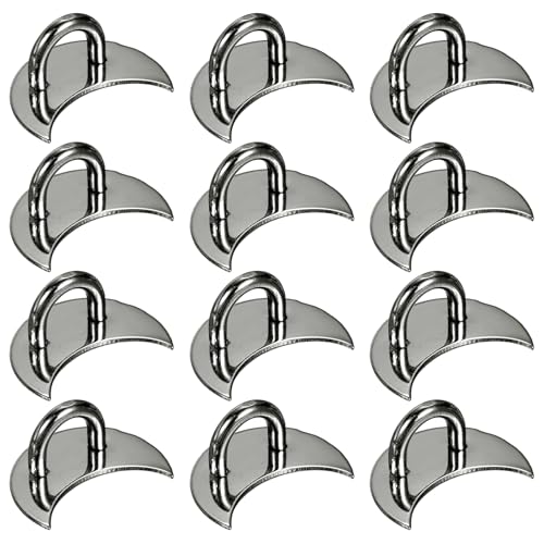 PATIKIL Metal Phone Charm Hook 1", 12Pcs Adhesive Moon Shaped Phone Finger Grip Hook Smartphones Keychain Ring Charm Loop for DIY Tablet Case Accessories, Black - color: Black