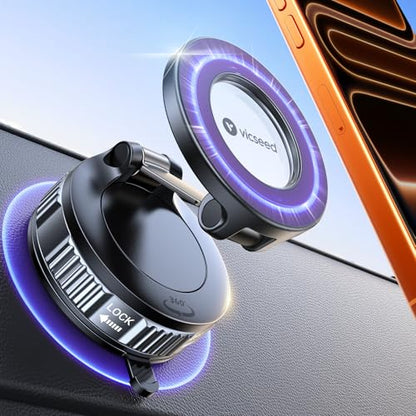 VICSEED Upgraded Car Phone Holder for Magsafe Car Mount [Strongest Suction] - color: Purple