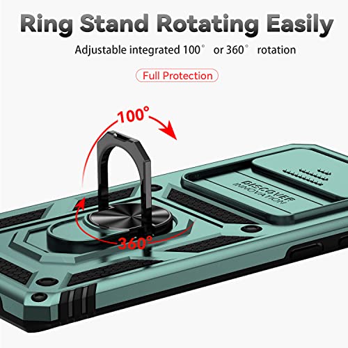 for Samsung Galaxy S10 Plus Case with Camera Lens Cover HD Screen Protector, Military-Grade Drop Tested Magnetic Ring Holder Kickstand Protective Phone Case for Samsung Galaxy S10+ Plus (Dark Green) - color: Dark Green with camera cover Military-Grade