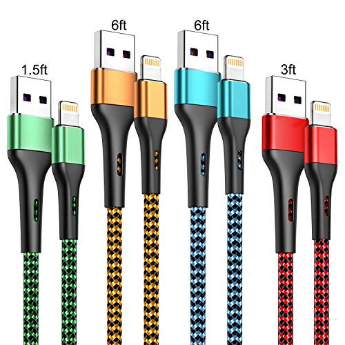 Durcord iPhone Charger 6FT/6/3/1.5, Lightning Cable Fast Charging Cable Nylon Braided Cord Compatible with iPhone 14/13/12/11 Pro Max/XS MAX/XR/XS/X/8/7/Plus/6S/6/SE/5S/iPad