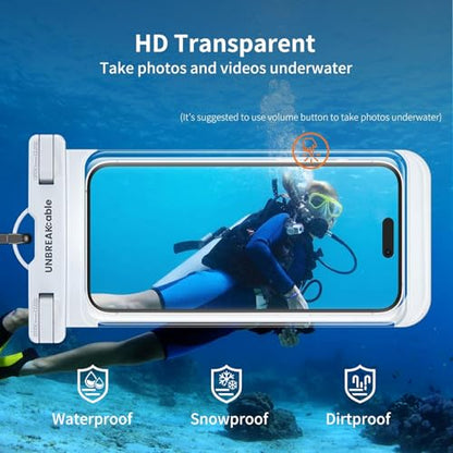 UNBREAKcable Waterproof Phone Pouch-2 Pack IPX8 Waterproof Phone Case for iPhone 16 15 14 13 12 11 Pro Max & Samsung S25 S24-Dry Bag & Travel Essentials for Beach, Pool, Kayak & Cruise-7" Pink+White - color: Pink+White