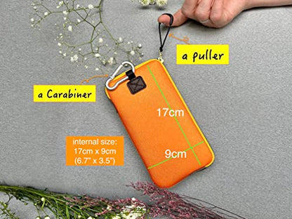 OneJoy Neoprene Phone Pouch, Lightweight Protective Cellphone Sleeve with Large Zipper Opening, Inner Pocket, Thermal Insulated, Durable Cell Phone Carrier for iPhone & Smartphones [ Orange ] - color: Orange