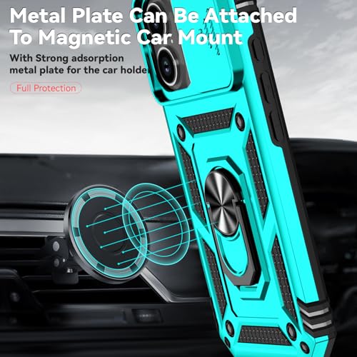 for iPhone 17 Case, with Slide Camera Cover HD Screen Protector [Military Grade 16ft. Drop Tested] Ring Holder Kickstand Protective Phone Case for Apple iPhone 17, Mint - color: Mint w/ Slide Camera 2nd gen. Military Grade