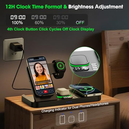 Dual Phone Foldable Wireless Charging Station for Apple, Couple&Family Use - color: Black