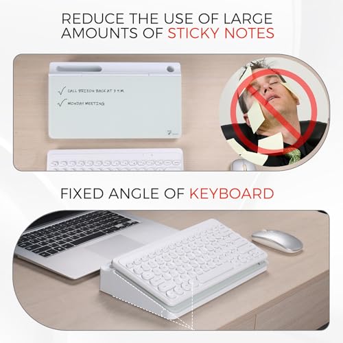 TOWON Compact Glass Desktop Whiteboard with Storage 12x7 in, White - color: White
