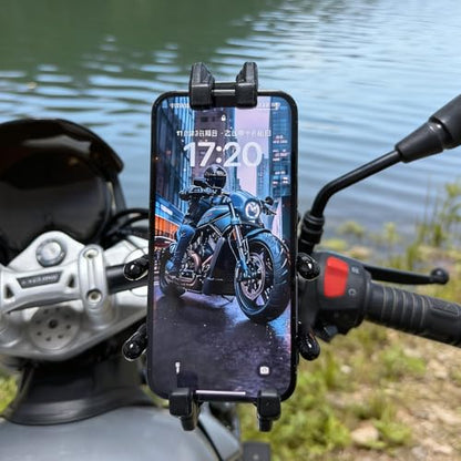 Motorcycle Phone Mount Holder, 8-Claw Anti-Shake Bike Phone Mount with Secure Lock & Vibration Dampener,Fits 4.7-7.2" Phones for Motorcycle, Bicycle, Scooter, ATV