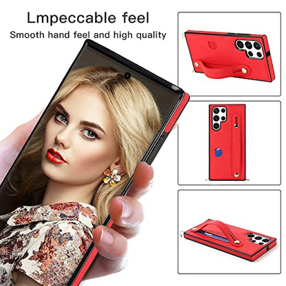 CCSmall Crossbody Case for Samsung Galaxy S23 Ultra w Card Holder KB Red - color: Red, size: Galaxy S23 Ultra