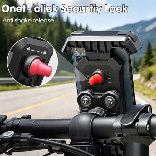2026 Upgrade Motorcycle Phone Mount with 4-Point Vibration Damper, Anti-Shake Bike Phone Holder for Handlebar, Shockproof Bicycle Clip for iPhone 17 16 15 14 Pro Max, Samsung S25 S24, 4.7-7"