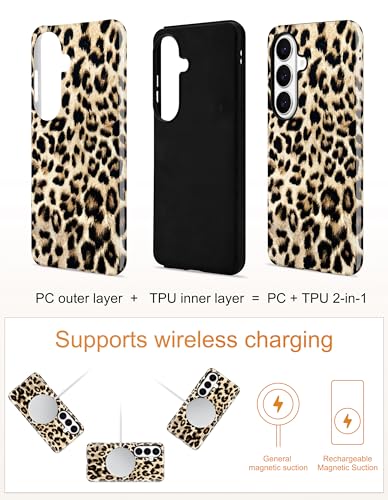 Magnetic Cheetah Case for Samsung Galaxy A16 5G, White | Compatible with MagSafe, Cute Leopard Print Design, TPU and PC Shockproof Protective Phone Cover for Women Girls - color: White Cheetah