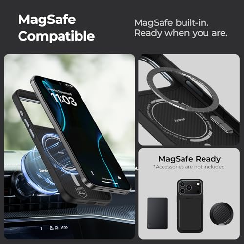BENKS ArmorPro Case for iPhone 17 Pro Max with Camera Control Button, [Compatible with Magsafe] Military Grade Protective Case Built with Dupont Kevlar 600D Aramid Fiber - color: 600D ArmorPro