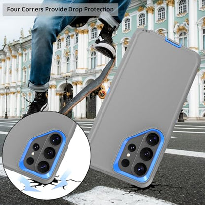 Compatible with Samsung Galaxy S26 Ultra Case, with Belt Clip Holster Heavy Duty Rugged Shockproof Full Body Protection Kickstand Cover for Samsung Galaxy S26 Ultra Phone (Grey+Blue) - color: Grey+Blue