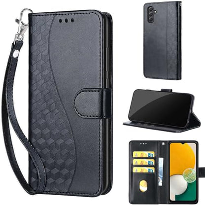 Wallet Case for Samsung Galaxy A54 5G, Black | Women Flip Folio Cover, Embossed PU Leather, Stand, Credit Card Holders Slots, Wrist Strap - color: 3