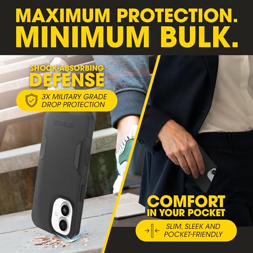 OtterBox iPhone 17 – Commuter Series Slim MagSafe Case - Black | 3X MIL Drop Protection - Dual-Layer - Pocket-Friendly - Camera Control - Raised Edges - Port Covers - Non-Retail Packaging - color: Black