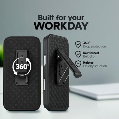 MOTIVE for iPhone Air Case with Belt Clip, Rigid, Kickstand | 6.5" | Ranger v1 Series, Black, 360° holster, open-top/open-bottom port access, textured grip, slim - size: iPhone Air