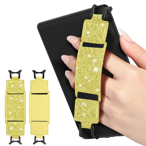 MoKo 2 Pack Hand Strap for 6-8" Kindle eReaders Tablets,Yellow+Shiny Yellow - color: Lemon Yellow+Glitter Yellow