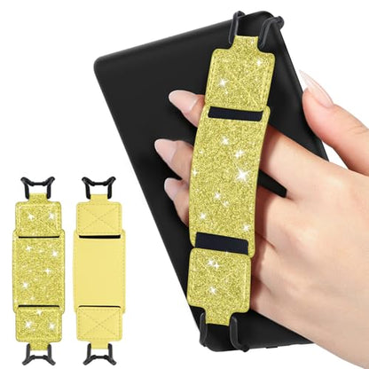 MoKo 2 Pack Hand Strap for 6-8" Kindle eReaders Tablets,Yellow+Shiny Yellow - color: Lemon Yellow+Glitter Yellow