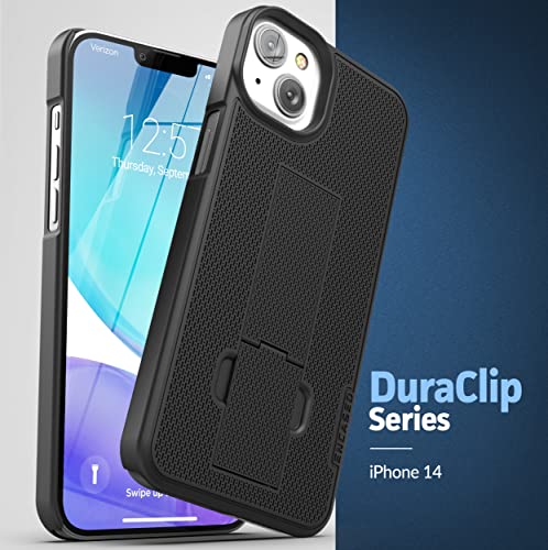Encased DuraClip Holster Designed for iPhone 14 Case with Belt Clip and Kickstand (Matte Black) - size: iPhone 14