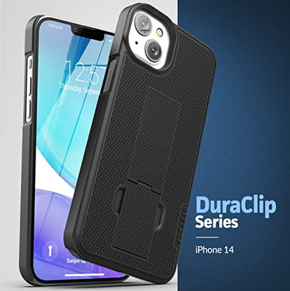 Encased DuraClip Holster Designed for iPhone 14 Case with Belt Clip and Kickstand (Matte Black) - size: iPhone 14