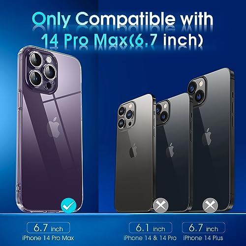 Supdeal Crystal Clear Case for iPhone 14 Pro Max, [Not Yellowing] [Camera Protection] [Military Grade Drop Tested] Transparent Shockproof Protective Soft Silicone Slim Cover, 6.7 inch, Transparent - color: Transparent, size: iPhone 14 Pro Max