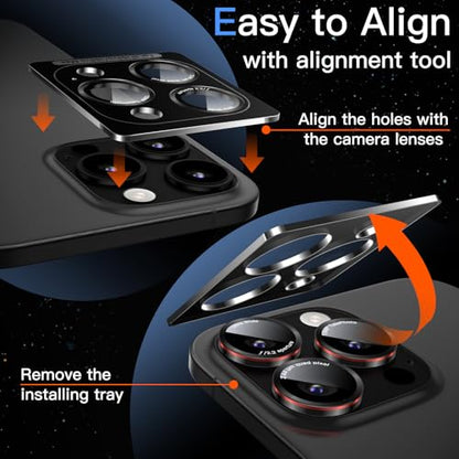 JETech Camera Lens Protector for iPhone 16 Pro/16 Pro Max, Black+Red, 1 Set - size: iPhone 16 Pro/16 Pro Max