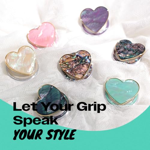 OnTheGrip Cute Natural Seashell Design Heart Shape Collapsible Mobile Phone Grip Stand Holder for Smartphone Tablet Cell Phone Accessory (Violet)