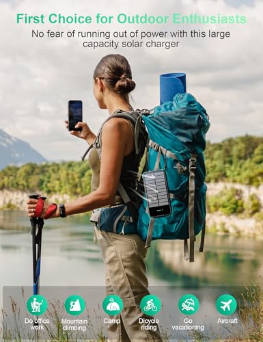 Solar Power Bank 40000mAh PD20W Fast Charging Portable Solar Charger - color: Green