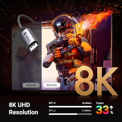 UGREEN Unidirectional USB C to DisplayPort 1.4 Cable 8K@60Hz 4K@240Hz 10FT - size: 10FT