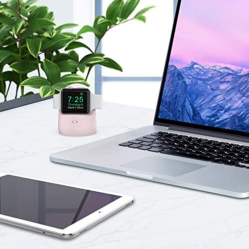 AhaStyle iWatch Stand Silicone Charging Dock Holder for Apple Watch Ultra 2, Ultra, SE2, Series SE, 7 6 5 4 3 2 1 (45/44/42/41/40/38mm), (Pink) - color: Pink