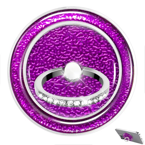 Purple Sparkly Magnetic Ring Grip for MagSafe, Bling Phone Stand - color: Purple