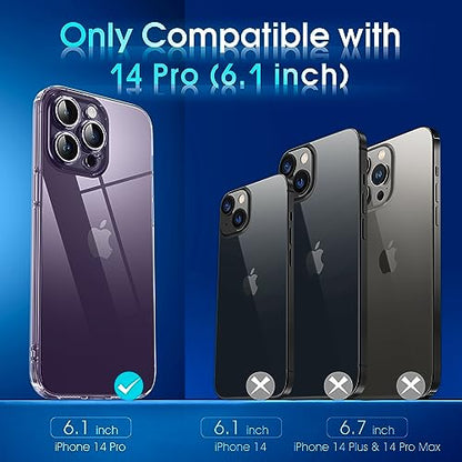 Supdeal Crystal Clear Case for iPhone 14 Pro, [Not Yellowing] [Camera Protection] [Military Grade Drop Tested] Shockproof Protective Phone Case Soft Silicone Slim Cover, 6.1 inch, Transparent - color: Transparent, size: iPhone 14 Pro