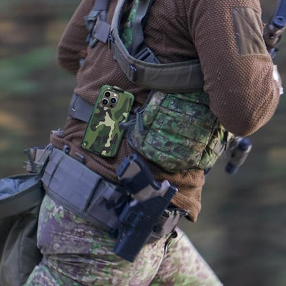 MOTIVE Heavy Duty Case for iPhone 15 Pro Max, Belt Clip Holster | 6.7" Green - color: Green Camouflage, size: iPhone 15 Pro Max