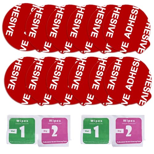14 Pack Very High Bond Sticky Adhesive Replacement Compatible with Socket Mount Base Sticker Pads for Collapsible Grip & Stand (Red)