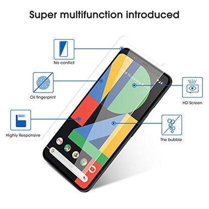 OMOTON [4 Pack] Screen Protector Compatible with Google Pixel 4XL, Tempered Glass Screen Protector for Google Pixel 4 XL 2019 Released, Scratch Resistant/Case Friendly - size: Pixel 4 XL - 6.3 Inch